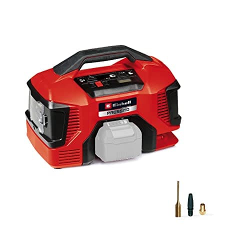 Image of Einhell Cordless Air Compressor 18V Power X-Change High and Low-Pressure Electric Pump for Inflating Car and Bike Tyres, Air-Beds, Balls, Without Battery PRESSITO 18/21 Solo