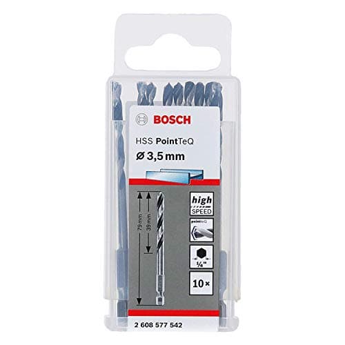 Image of Bosch Professional 10pc PointTeQ Hex Drill Bit (for Metal, Ø: 3.5 mm, Total Length: 79 mm, ¼’’ Hex Shank, Accessory for Impact Drivers and Drill Drivers)