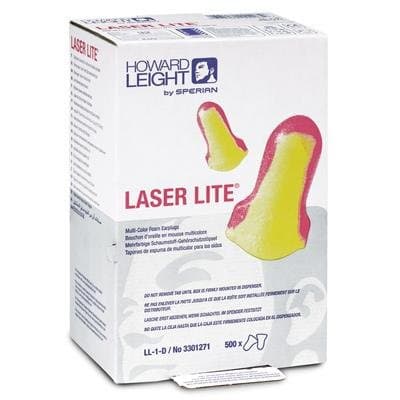 Image of Howard Leight Source 500 Laser Lite® Disposable Foam NRR 32 Ear Plug Refill, 500 Pair/Box - [HW-3301271] - Pack of 500 Pairs - Slots Easily into Disperser - EN 352-2 H=34 M=32 L=31 SNR=35 - 254342