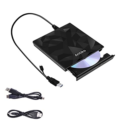 Image of Antika External CD DVD Drive TypeC USB 3.0 Extended Cable Backup Power Line Portable DVD Player Burner Reader for Laptop Desktop PC Apple Mac Macbook Pro Windows 10/8/7/vista/xp Mac osx10.6 Above