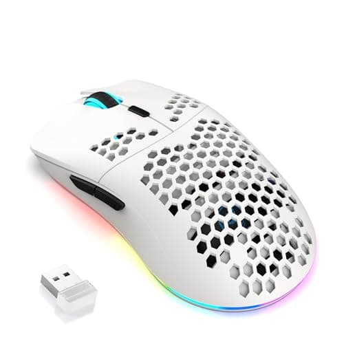 Image of CROSS ZEBRA T66 PC Gaming Mouse, BT/2.4G Wireless/Wired, Lightweight Honeycomb Shell, Macro Program, Cool RGB Light, 650mAh Large Battery, 3600 DPI, for PC Gamer -White