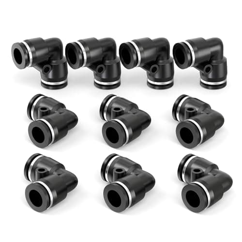 Image of ERGAOBOY 10Pcs 12MM Tube OD Black 2 Ways 90 Degree Elbow Push to Connect Tube Pneumatic Quick Fittings Push Lock, Plastic PV Air Line Adapter