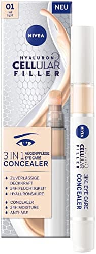 Image of NIVEA Hyaluron Cellular Filler 3-in-1 Eye Care Concealer Light (4 ml), Anti-Age With Hyaluron for Dark Circles, Redness and Pimples
