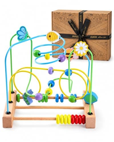 Image of Jaques of London Activity Cube | Premium Wooden Activity Cube for Toddlers with Bead Maze and Abacus | Fun and Educational Bead Maze Toy | Wooden Activity Table for Early Learning | Since 1795