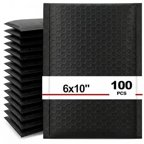 Image of Nicunom 100 Pack Bubble Mailers 6x10, Usable Size 6x9 Self Seal Padded Envelopes Opaque Poly Wrap Bubble Bags Waterproof Shipping Bags for Small Business Mailing Makeup Jewelry Gifts, Black