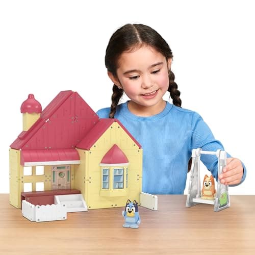 Image of TILE TOWN Bluey Heeler Home Magnetic Tiles Construction Building Playset with Bluey and Bingo Figures, Kids 3-5+, New Action Tiles for Action Play, Realistic Builds, STEM Creative Toy