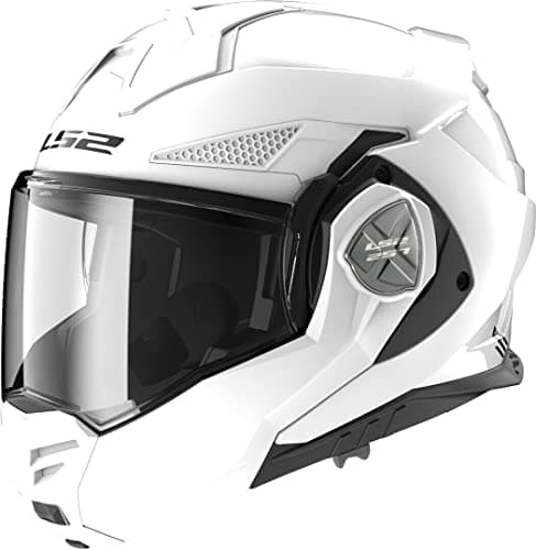 Image of LS2 FF901 Advant X Modular Motorcycle Helmet. 180° Flip Front Dual Visor Full Face Motorbike Helmet. ECE 22.06 Certified. GLOSS WHITE - M