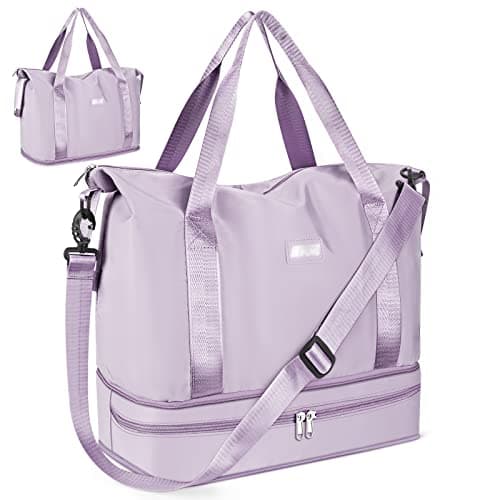 Image of CS COSDDI Travel Duffel Bag, 29L Weekend Bag with Trolley Sleeve, Dry & Wet Seperated Sports Gym Bags, Waterproof Carry On Bags for Women Men Weekender Hospital