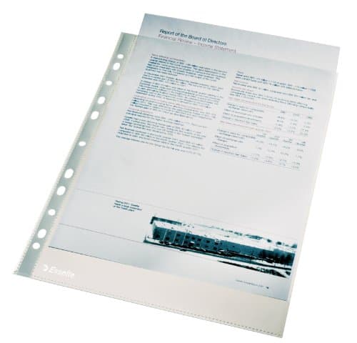 Image of Esselte Punched Pockets A4 Smooth 11/100 Polypropylene Box of 100 Clear