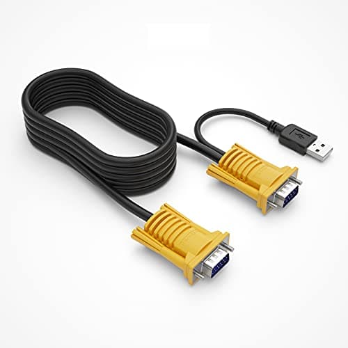 Image of MT-VIKI VGA KVM Cable USB 2in1 Cable Cord Leads for VGA KVM Switch Console (3m/10ft)
