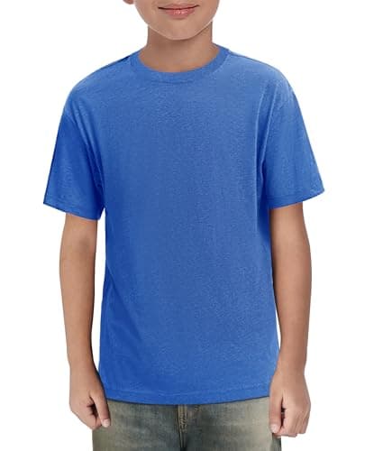 Image of Haloumoning Boys' T-Shirt Summer Short-Sleeved Tops Children's Round Neck Plain Lightweight Shirts Casual Sports Basic Tops 5-14 Years, Royal Blue, 9-10 Years