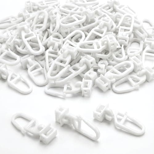 Image of 100 Pcs Plastic Curtain Hooks Plastic Curtain Glider Hooks for Groove Widthof 5.8-7 mm Curtains In Caravans Camper Van Motorhome Home(White)
