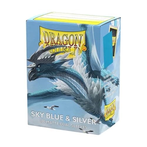 Image of Dragon Shield | Matte Dual Standard Size Card Sleeves | 100ct - Smooth & Tough Premium TCG Sleeves - Compatible with Pokemon, One Piece, and Magic: The Gathering | Sky Blue & Silver