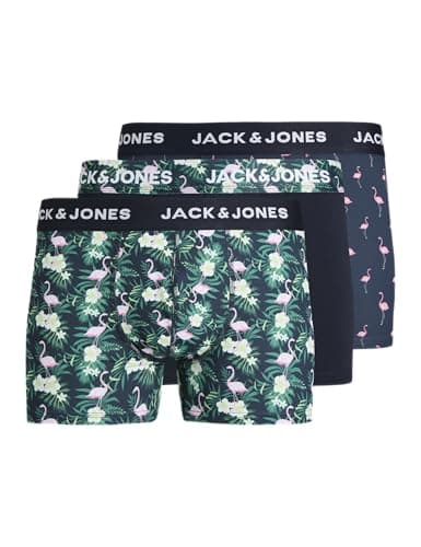 Image of JACK & JONES Men's Jacflamingo Microfiber Trunks 3 Pack, Blazer Navy, M (Pack of 3)