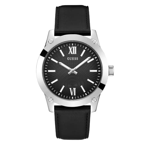 Image of GUESS Men's 44mm Watch, Black/Silver Tone/Black, Classic