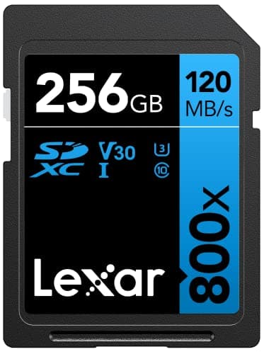 Image of Lexar High-Performance 800x SD Card 256GB, SDXC UHS-I Memory Card BLUE Series, Up to 120MB/s Read, Up to 45MB/s Write, for Point-and-shoot Cameras, Mid-range DSLR, HD Camcorder (LSD0800256G-BNNAG)