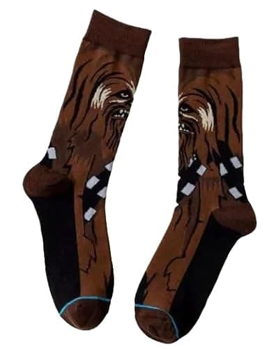 Image of Mens TV Cinema Superhero Characters Novelty Socks One Size UK 6-11 EU 40-46 (Brown S/Wars Chewbacca)
