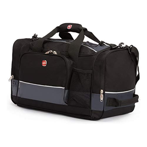 Image of SwissGear Apex Duffle Bag for Travel and Gym with Bungee-Cord System, Grey/Black, 20-Inch, Apex Travel Duffle Bags