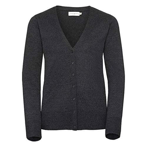 Image of Russell Collection Ladies/Womens V-Neck Knitted Cardigan (S) (Charcoal Marl)