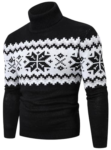 Image of QZH.DUAO Men's Ugly Christmas Slim Fit Knitted Pullover Sweater, Pat3a Black, Medium