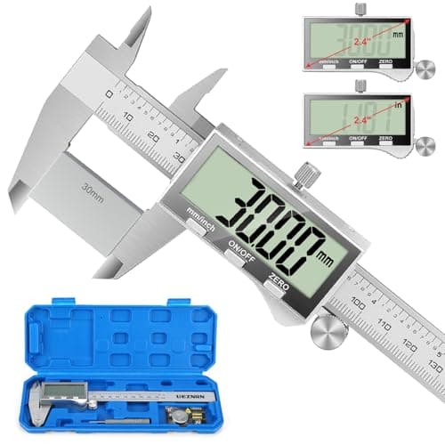 Image of Ueznirn Digital Caliper, 150mm Stainless Steel Vernier Calipers Measuring Tool with Large LCD Screen, IP54 Waterproof Micrometer Digital Calipers with Inch/mm Conversion for Industrial/Household/DIY