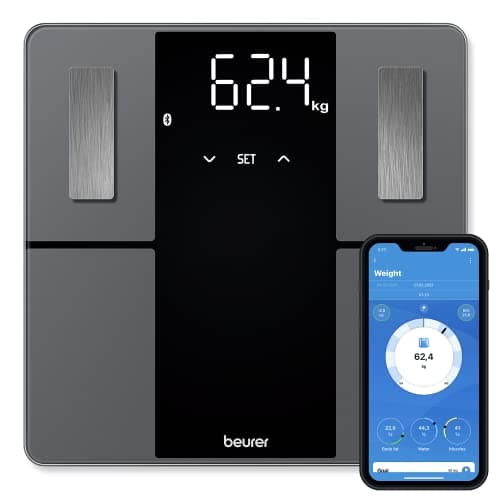 Image of Beurer BF 500 personal scale with Bluetooth & app, digital body fat scale with measurement of body fat, muscle mass, calorie requirement etc. data transfer to Apple Health & co., up to 180 kg