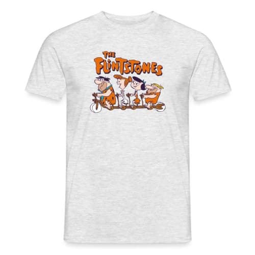 Image of Spreadshirt The Flintstones Fred & Co On Stone Age Bike Tour Men's T-Shirt, 3XL, Heather Grey