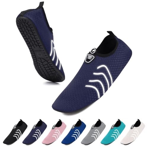 Image of InfiniZer Water Beach Swim Shoes Women with Reflective, Quick Dry Sea Shoes Men Lightweight Breathable Non-Slip Aqua Shoe for Surfing (Blue, Adult, Men, 11, Numeric, UK Footwear Size System, Medium)