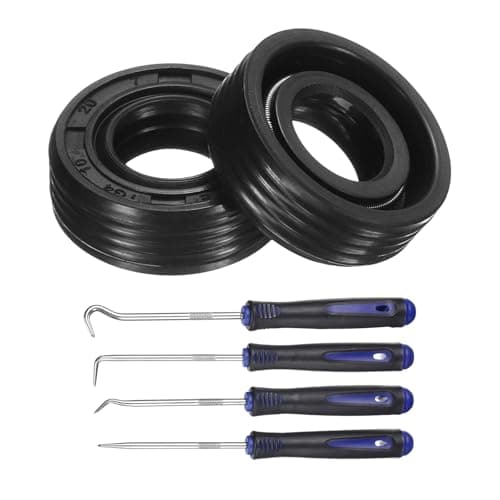 Image of sourcing map 2Pcs Oil Seal, 10x20x7mm TC Nitrile Rubber Double Lip Cover with Hook Kit and Spring for Mechanical Automobile Bearing Shaft, Black