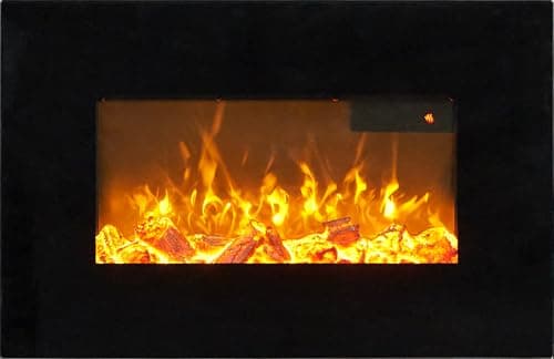 Image of Sureflame WM-9334 Electric Wall Mounted Fire with Remote in Black, 26 Inch, LED Flame Effect, Programmable Timer & Thermostat