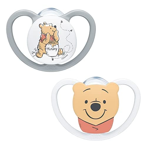 Image of NUK Space Baby Dummy | 6-18 Months | Soothers with Extra Ventilation for Sensitive Skin| BPA-Free Silicone | Disney Winnie the Pooh | 2 Count