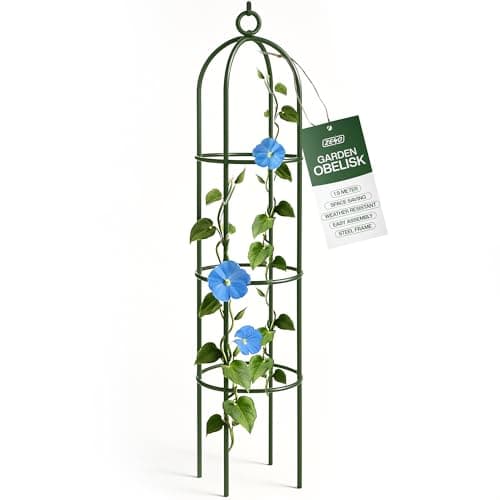 Image of ZENO Garden Obelisk 1.9M | Metal Garden Obelisk for Climbing Plants | Green Heavy Duty Obelisks | Weatherproof Metal | Obelisk for Outdoor, Backyard, Lawn, Patio, Courtyard, Wedding Decoration