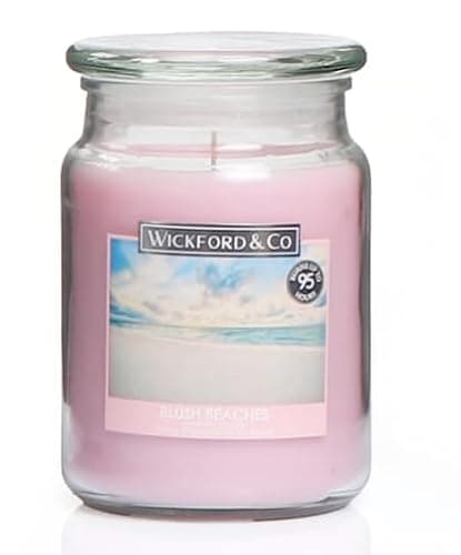 Image of WICKFORD & CO Large Scented Candle in Glass Jar Burns UP to 95 Hours. 18oz 450g (Blush Beaches)