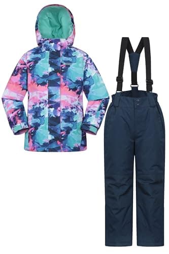 Image of Mountain Warehouse Kids Ski Jacket & Trousers Set - Snowproof Ski Outfit, Front Pockets, Fleece Lined Skiwear, Integrated Snowskirt - Winter Snowboarding Dark Purple Kids Size 2-3 Years