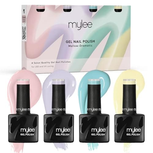 Image of Mylee Gel Nail Polish Quad Colour Set UV/LED Soak-Off Nail Art Manicure Pedicure for Professional, Salon & Home Use - Long Lasting & Easy to Apply (Mallow-Dramatic, 4x8ml)