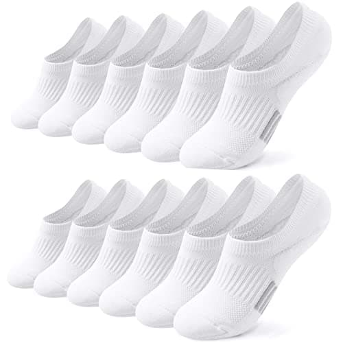Image of Toes Home 6 Pairs Invisible Ankle Trainer Socks Womens, White No Show Low Cut Casual Socks, Non Slip Cushioned Socks for Ladies and Girls Sneaker Canvas Shoes 6-8