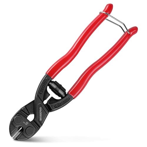 Image of WORKPRO Compact Bolt Cutter 200 mm with Spring, Cr-V Heavy Duty Small Wire Cable with Ergonomic Rubber Grip, Strong Bolt Croppers to Cut Wire, Cables, Chains, Small Screws