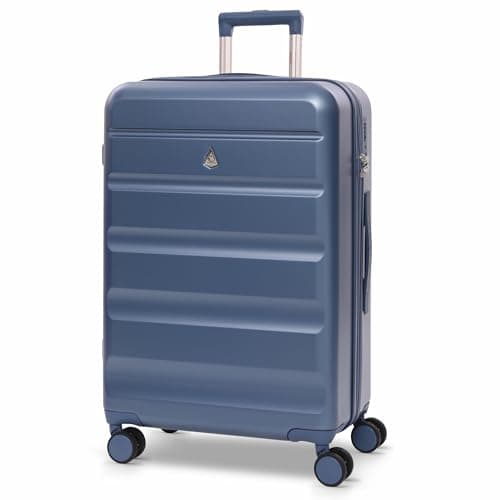 Image of Aerolite Medium 24in 67L Lightweight ABS Hard Shell 4 Wheel Spinner Travel Hold Checked Check in Luggage Suitcase (Blue, M 24in)