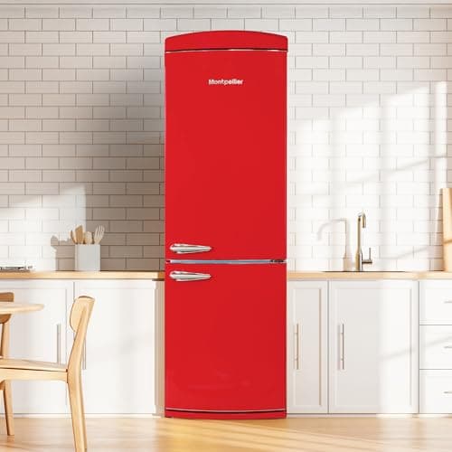 Image of Montpellier MAB190R No Frost Retro Red Fridge Freezer