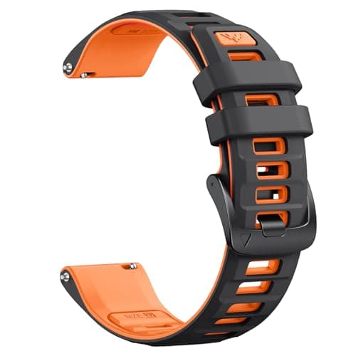 Image of NotoCity for Garmin Forerunner 255/265 Strap, 22mm for Garmin Venu 3/2, Vivoactive 4 Quick Release Strap, Silicone Replacement Band for Huawei Watch GT5/GT4/GT3/GT2 46MM(Black/Orange)