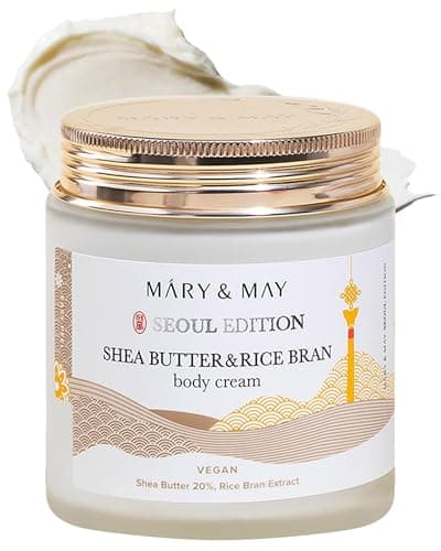 Image of Mary&May SEOUL EDITION Shea Butter & Rice Bran Body Cream - Korean Vegan Boby Moisturizer for Dry and Sensitive Skin with Ceramide - Fragrance Free Body Butter, 8.45oz.