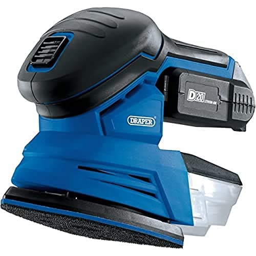 Image of Draper D20 TRI-Base Sander Set 00608 D20 20V Tri-Base Detail Sander, 1 x 2.0Ah Battery, 1 x Charger