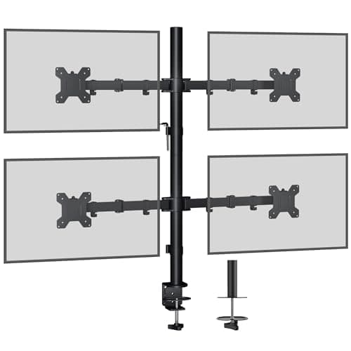 Image of BONTEC Quad Monitor Stand for 13-27 Inch Screens, Height Adjustable, Full Motion Monitor Arm with Tilt, Swivel, Rotation, Heavy-Duty Desk Mount, Supports up to 10kg per Arm, VESA 75x75/100x100