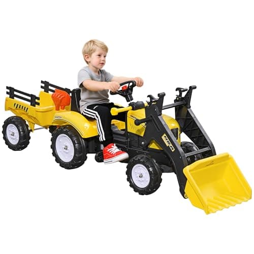 Image of HOMCOM Kids Pedal Go Kart, Children Ride on Digger, Ride on Toy Car, Excavator Tractor Digger Dumper for Kids 3 Years, Yellow