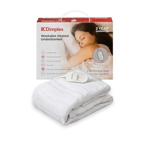 Image of Dimplex DXUBDB Machine Washable Heated Under Blanket With Extra Foot Warmth - Double - White