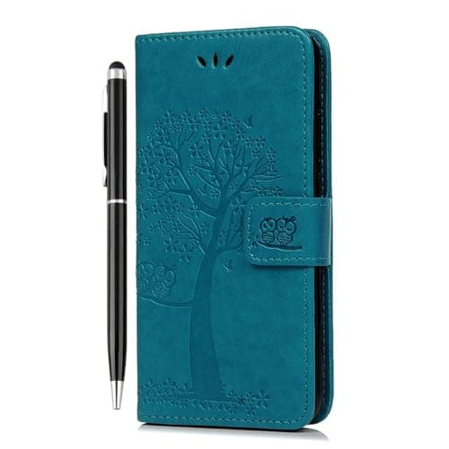 Image of Reevermap for Samsung A57 5G Case Galaxy A57 Case Flip Premium Wallet Phone Case Shockproof PU Leather Owl Tree Magnet Cover for Samsung A57 5G with Kickstand Card Holder & 1 Touch Pen Blue