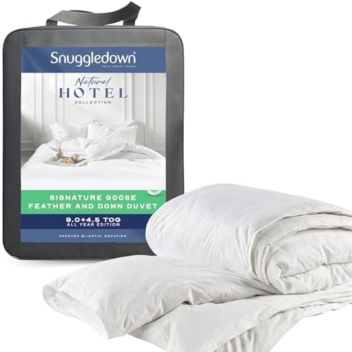 Image of Snuggledown Luxury Goose Feather & Down Double Duvet 13.5 Tog - Ethically Sourced 85:15 Blend, All Seasons 4.5 + 9 Tog Combination Quilt | UK-Made, Cotton Cover, Washable (200 x 200cm)