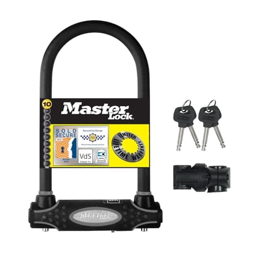 Image of Master Lock Heavy Duty Bike D Lock, Key, Universal Mounting Bracket, Certified Bike Lock, Police Approved 8195EURDPRO - Use with Electric, Mountain, Road, Folding Bikes