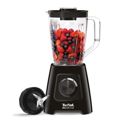 Image of Tefal Blendforce II Blender, 2L Plastic Jug, 1.25L Effective Capacity, 600W, 4 Removable Stainless Steel Blades, Smoothie, Ice Crush, 2 Speeds + Pulse, Kitchen Shakes Maker, Black, BL420840