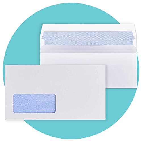 Image of Triplast 100 x DL Window Self Seal Security Envelopes (Size: 110x220mm) | Address Window, Self Sealing & Printer Safe Mailing Paper Envelopes | Ideal for Everyday Home, Office & Commercial Use